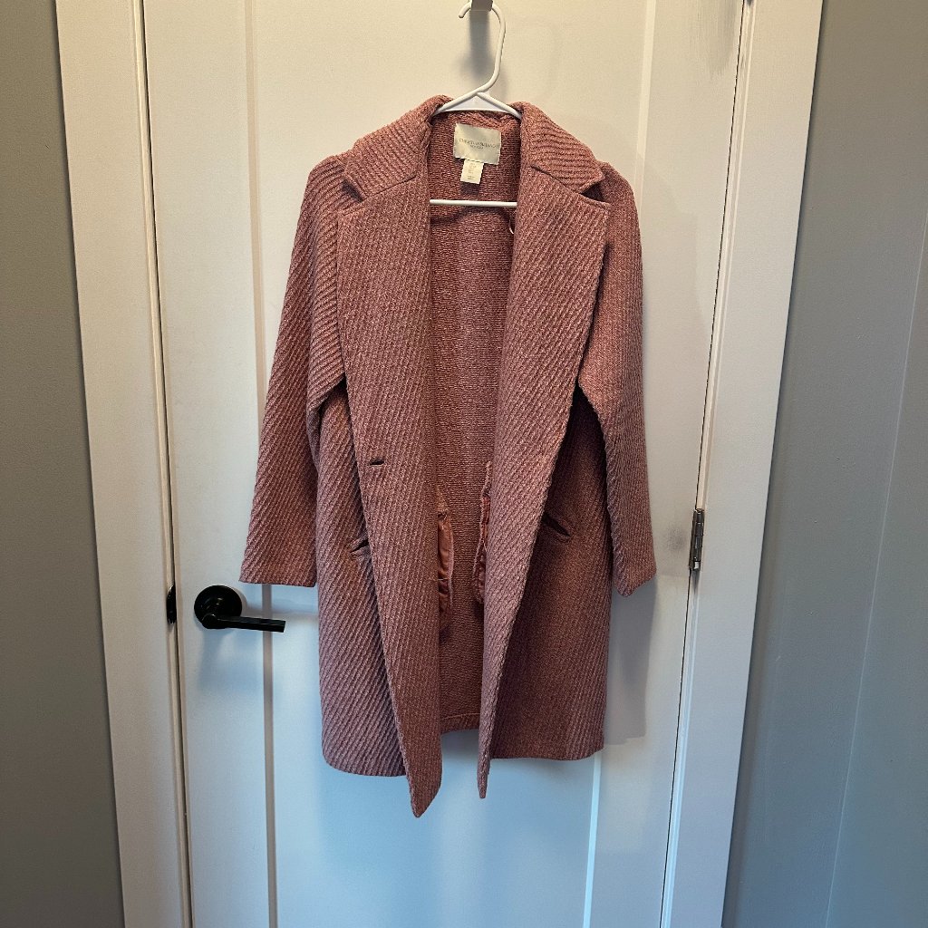 Christian Siriano New York Pink Wool Overcoat Small Peacoat